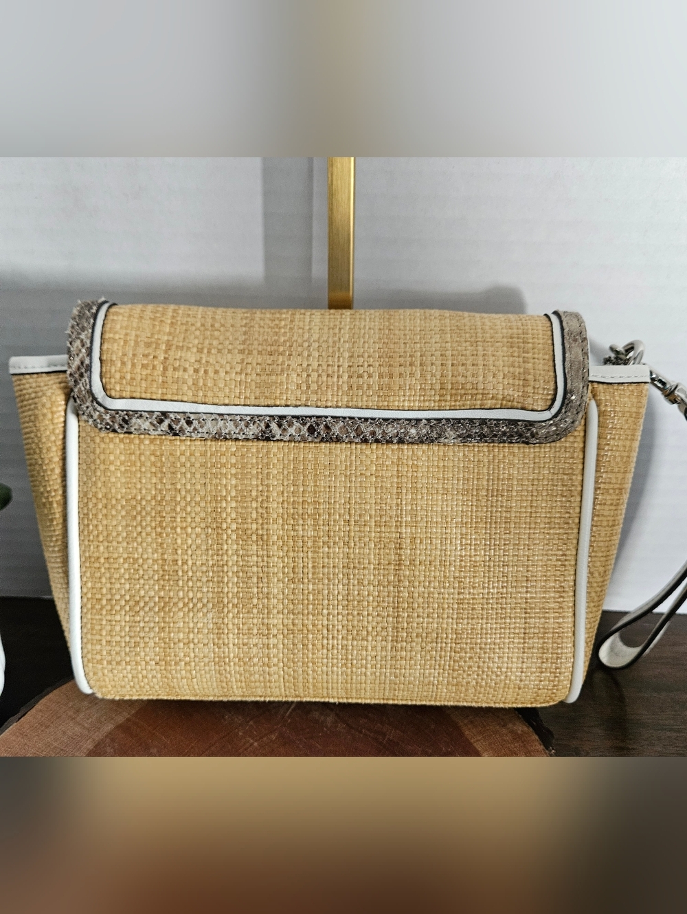 Coach Taylor City Natural Straw & Python Clutch Wristlet - Picture 2 of 11